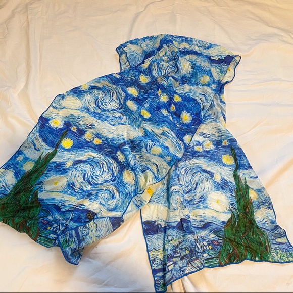 Accessories - Starry Night Van Gogh 100% Silk Scarf